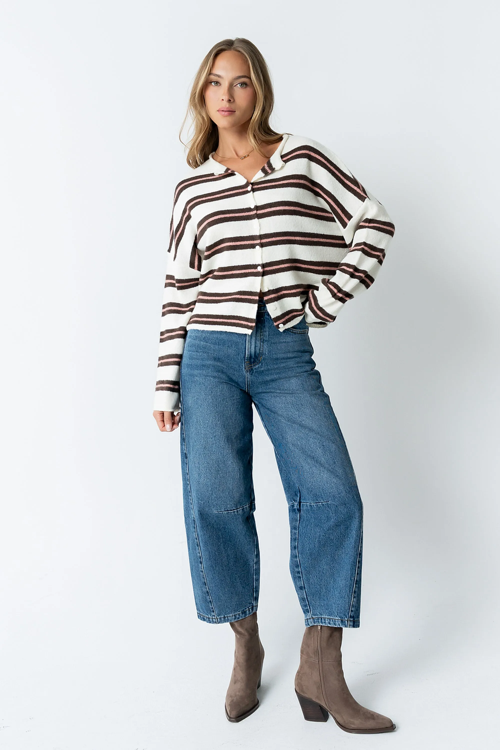 Mariah Striped Cardigan in Ivory - FINAL SALE sold by bohme product image thumbnail 3