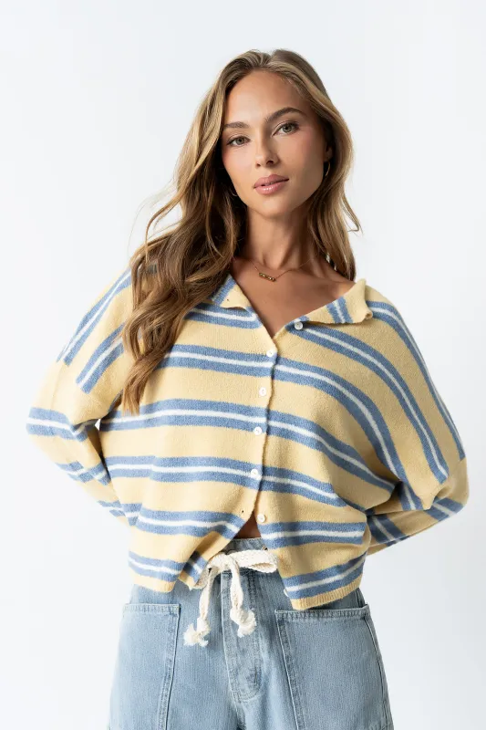 Mariah Striped Cardigan in Yellow sold by bohme