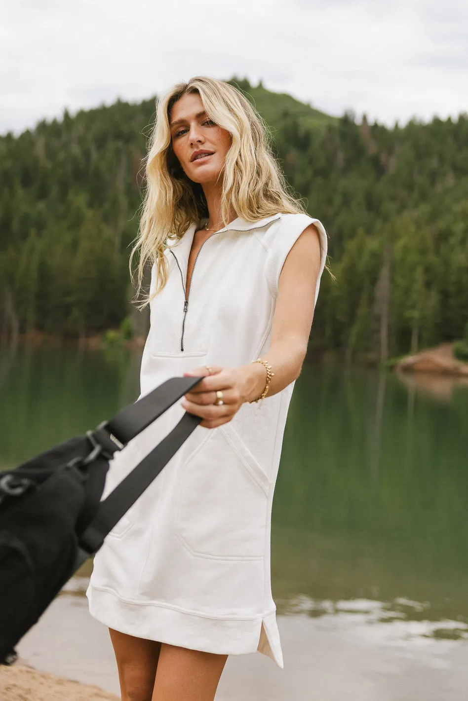 Emory Quarter Zip Dress in Ivory - FINAL SALE sold by bohme product image thumbnail 2