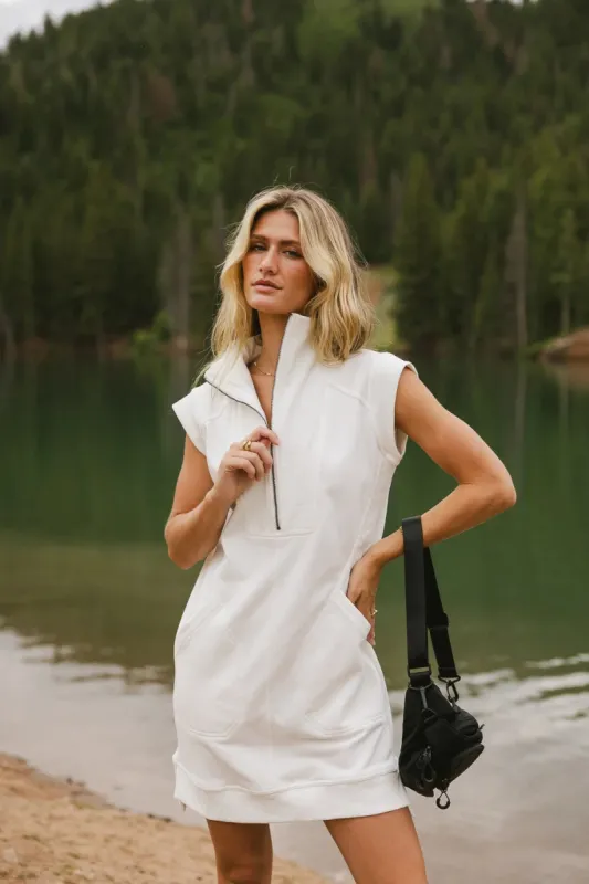 Emory Quarter Zip Dress in Ivory - FINAL SALE made by bohme