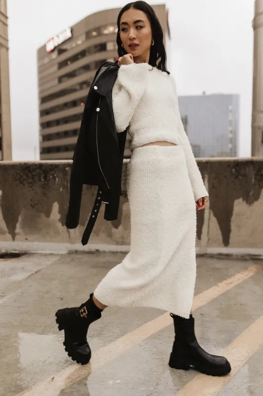 Briley Fuzzy Sweater in Cream sold by bohme