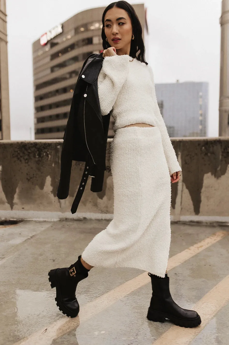 Briley Fuzzy Sweater in Cream sold by bohme