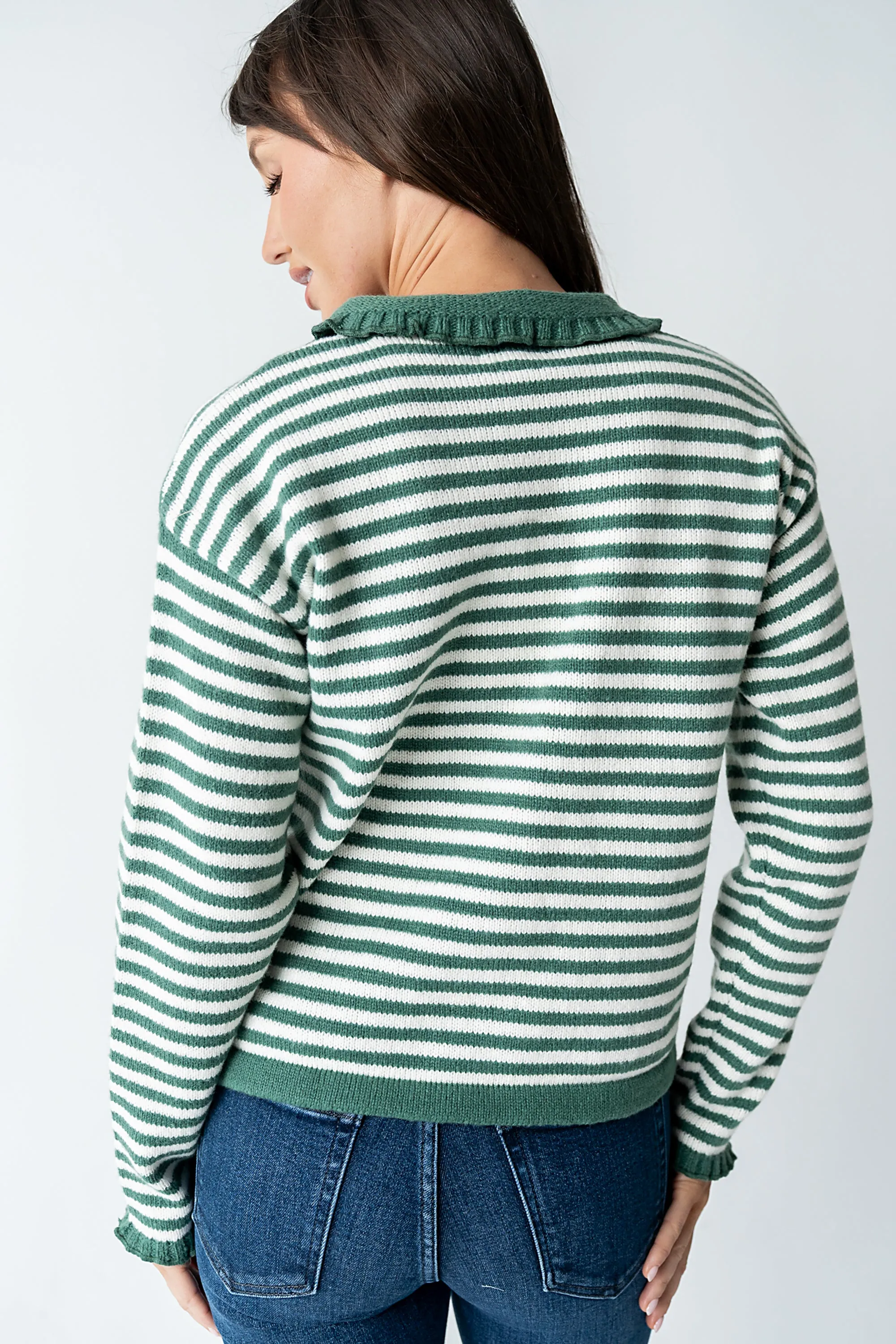 Brenna Striped Cardigan in Olive sold by bohme product image thumbnail 5