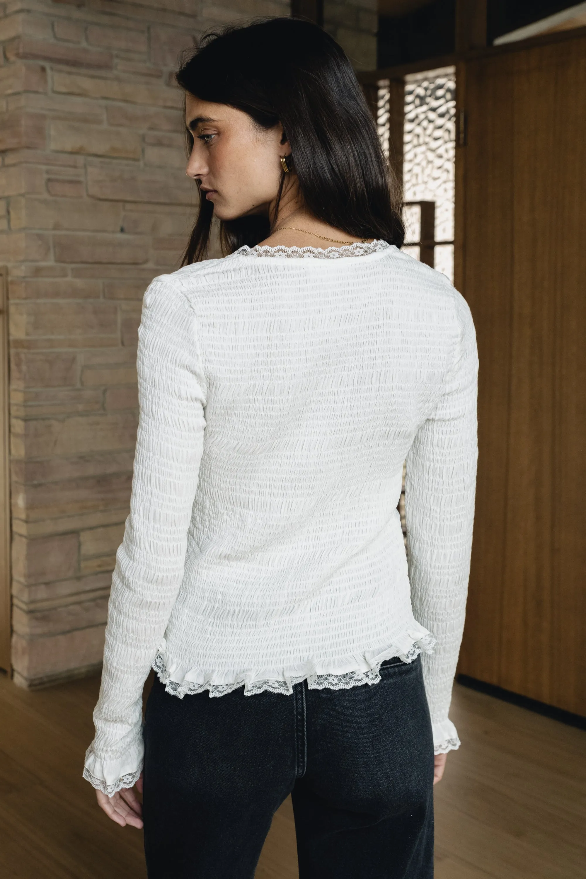 Warren Smocked Blouse in Ivory - FINAL SALE sold by bohme product image thumbnail 5