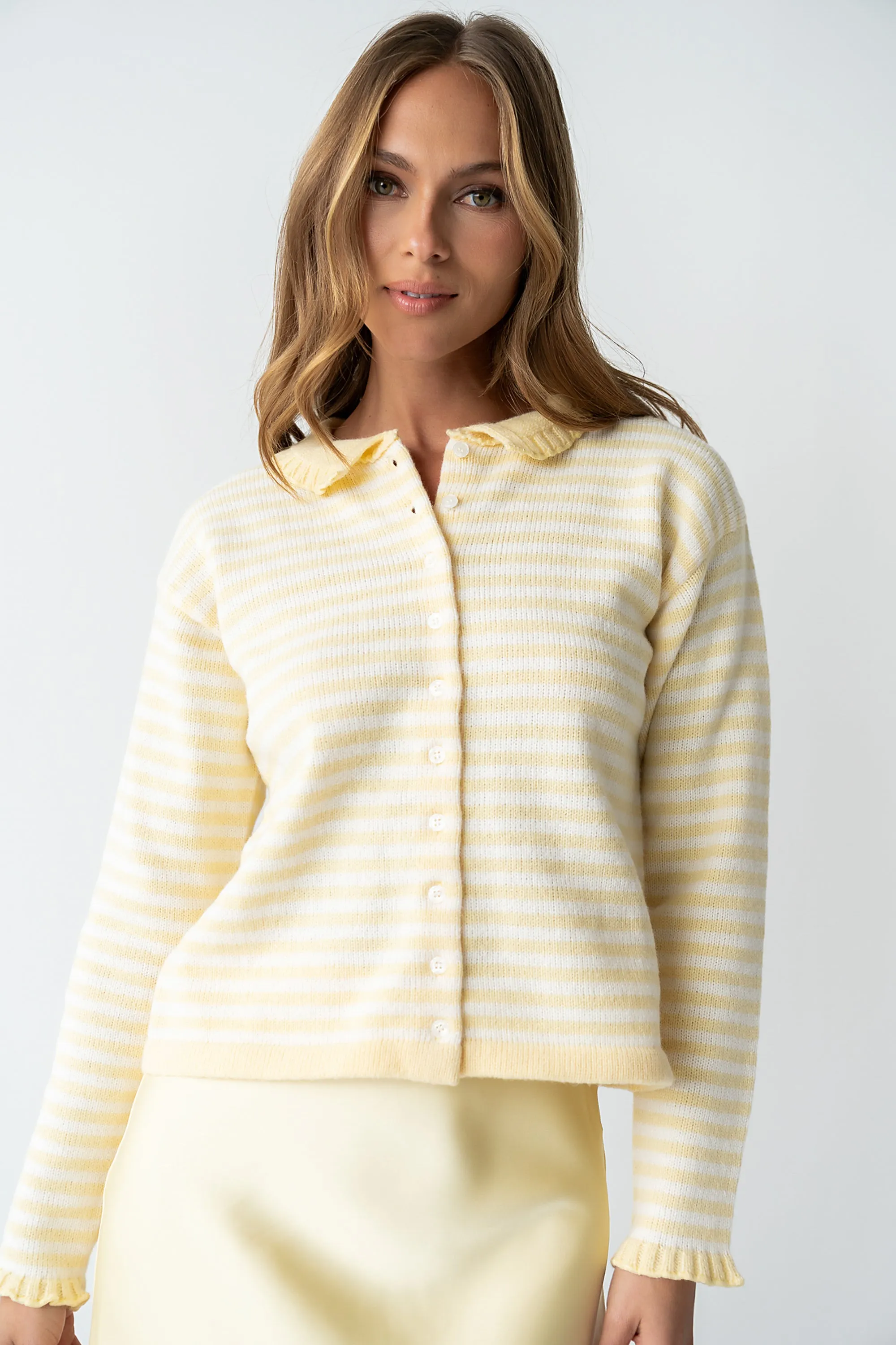 Brenna Striped Cardigan in Yellow sold by bohme product image thumbnail 5