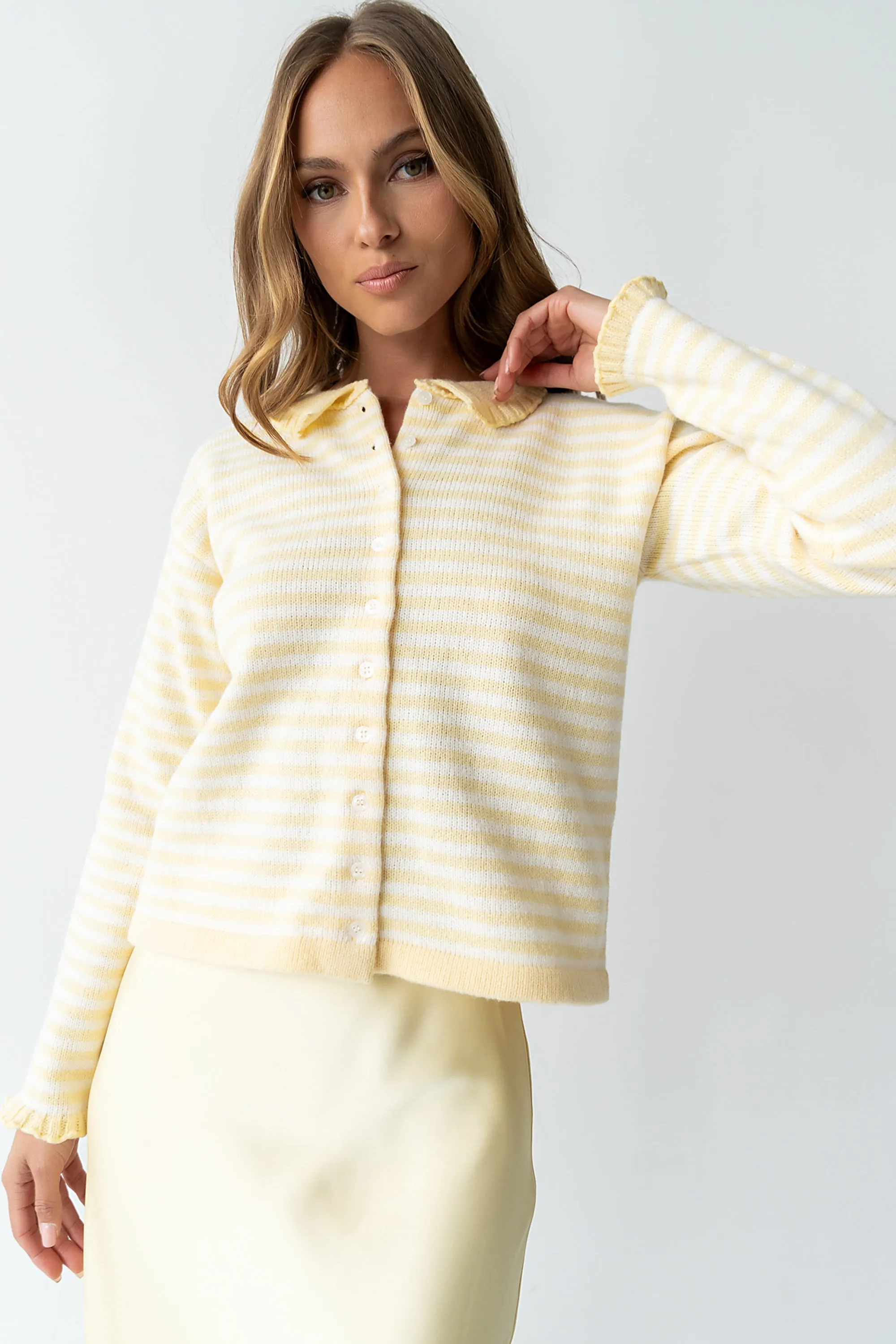 Brenna Striped Cardigan in Yellow sold by bohme product image thumbnail 2