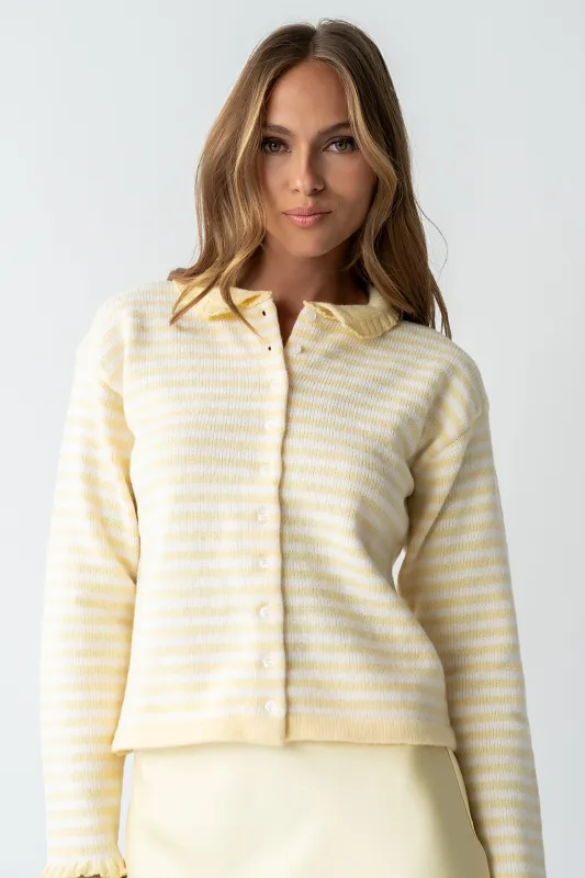 Brenna Striped Cardigan in Yellow made by bohme