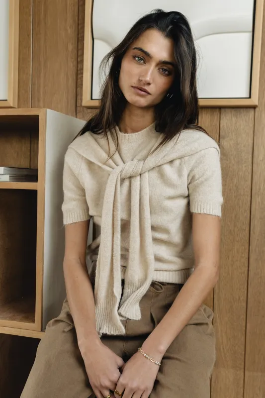 Cierra Tie Sweater in Natural made by bohme