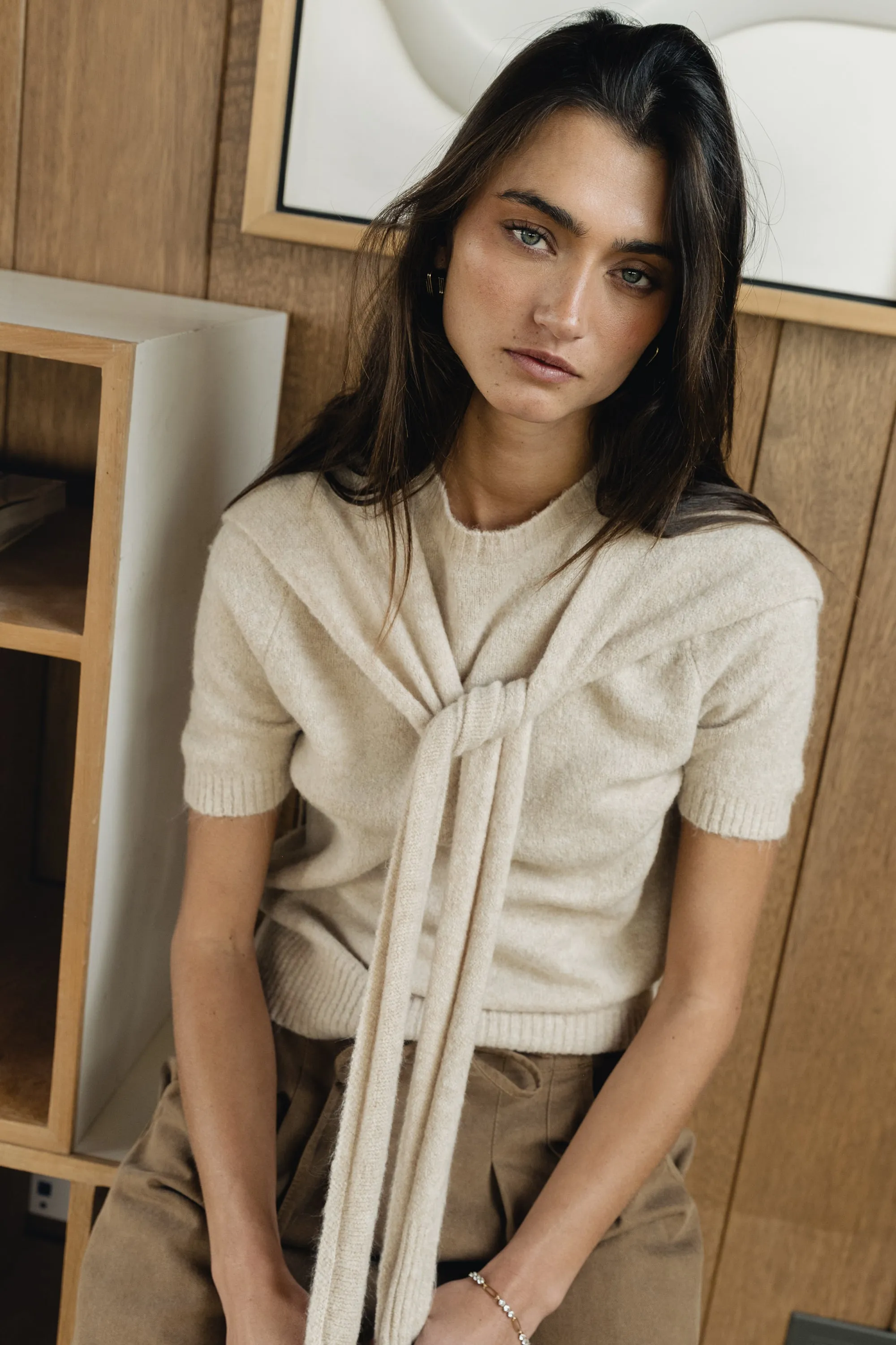 Cierra Tie Sweater in Natural sold by bohme product image thumbnail 3