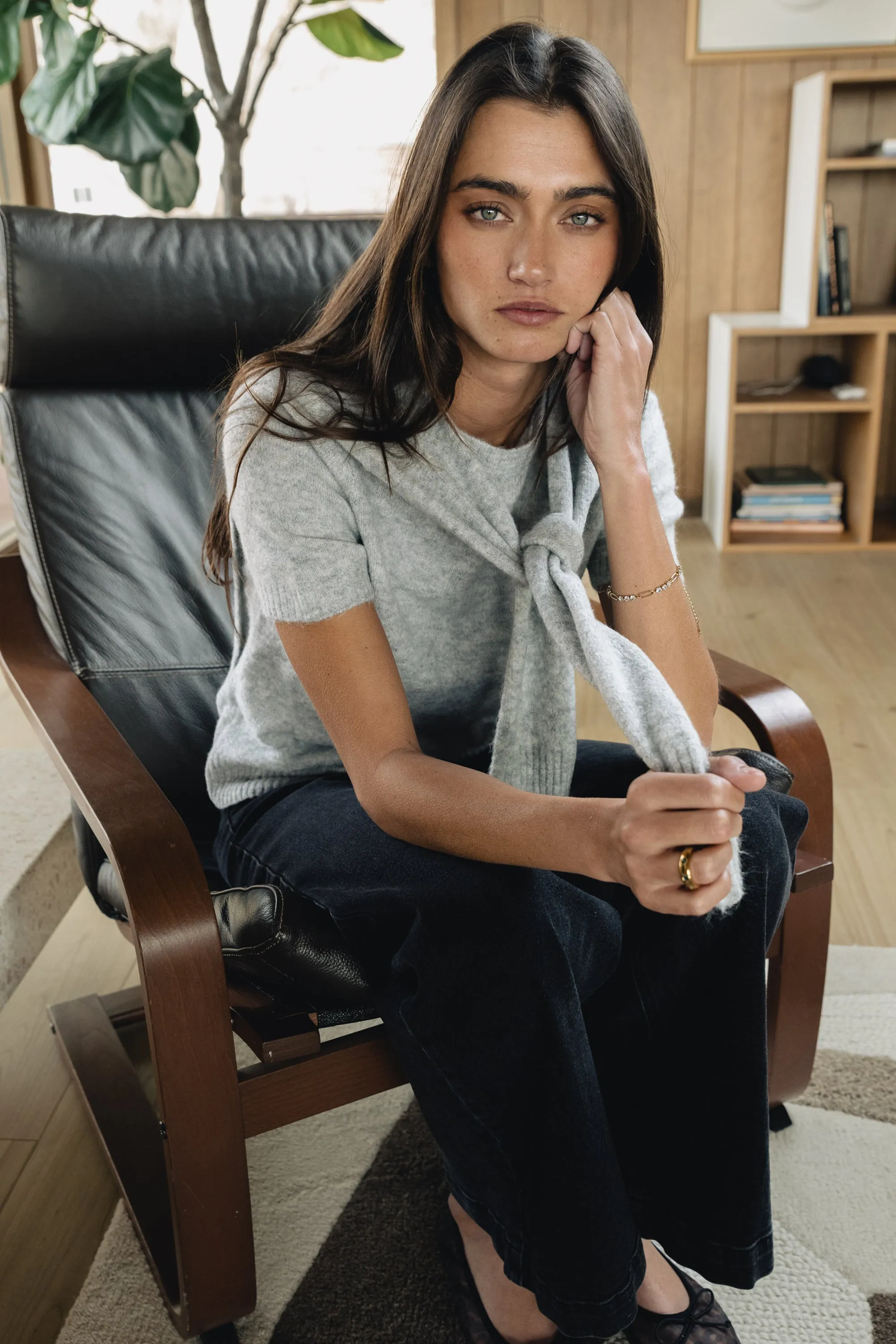 Cierra Tie Sweater in Grey - FINAL SALE sold by bohme product image thumbnail 2