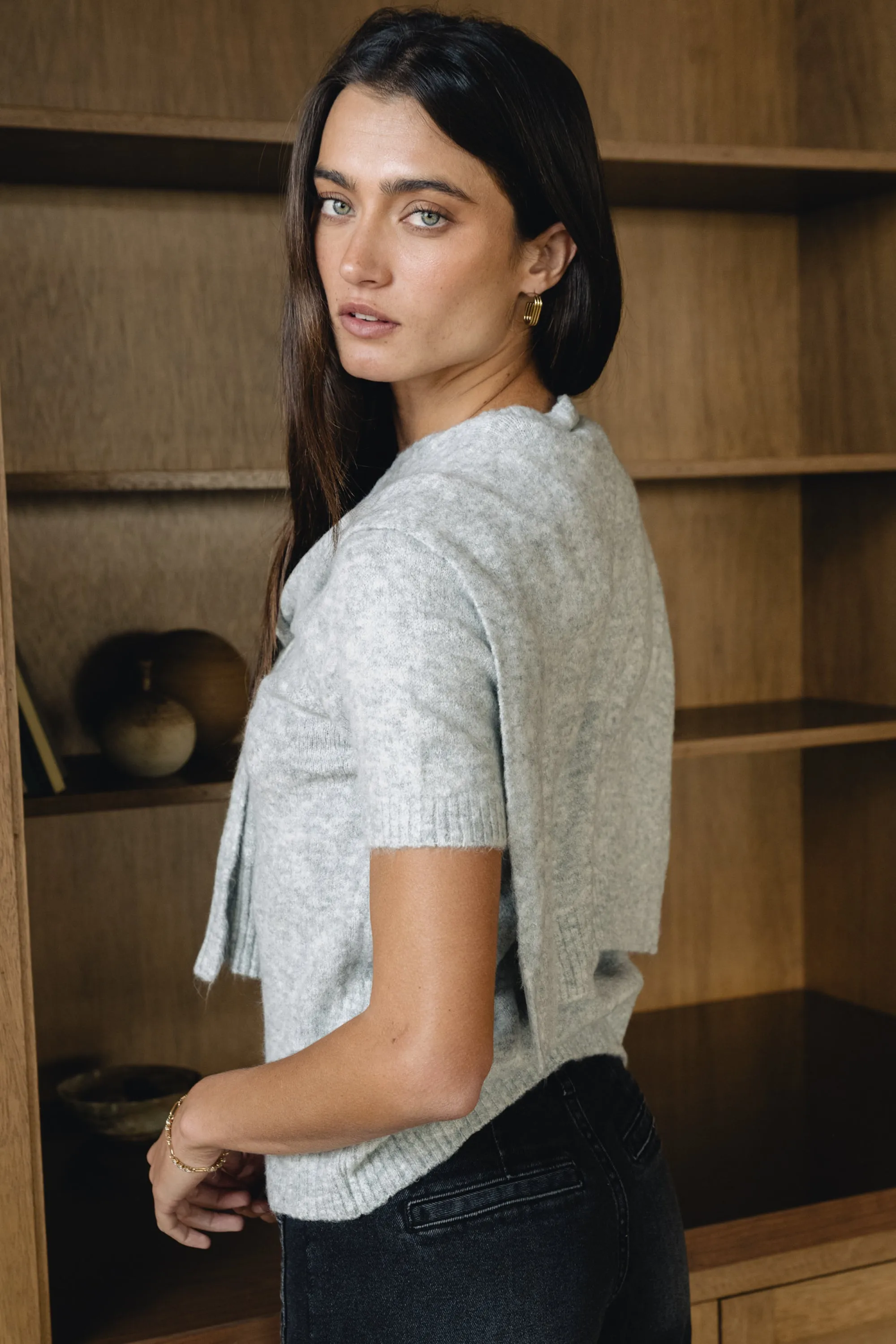 Cierra Tie Sweater in Grey - FINAL SALE sold by bohme product image thumbnail 5