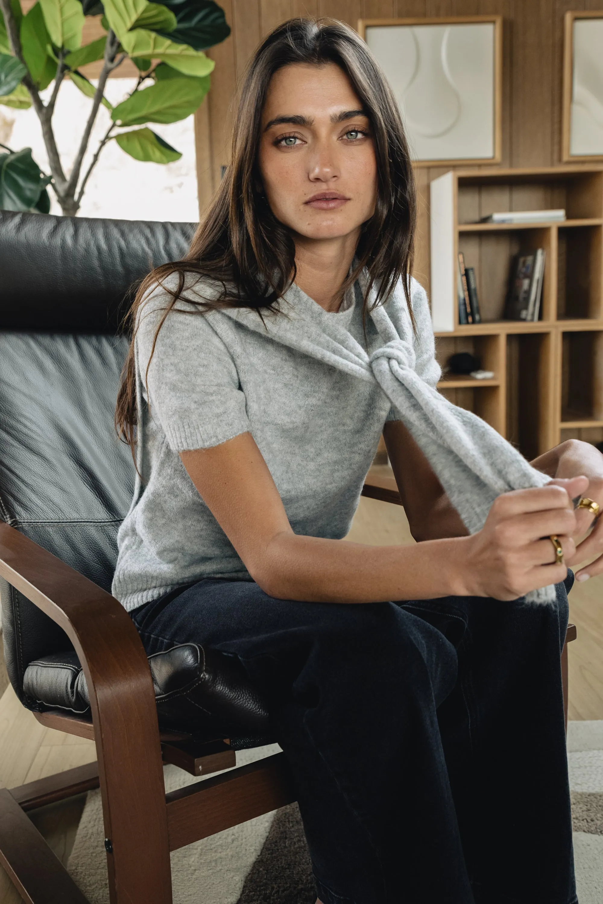 Cierra Tie Sweater in Grey - FINAL SALE sold by bohme