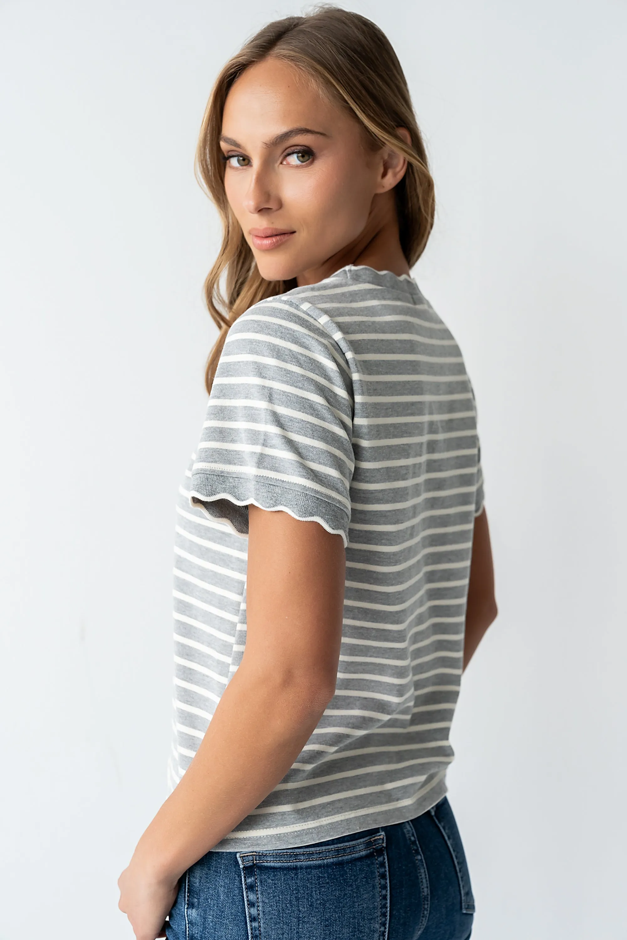 Walker Scalloped Top in Grey sold by bohme product image thumbnail 3