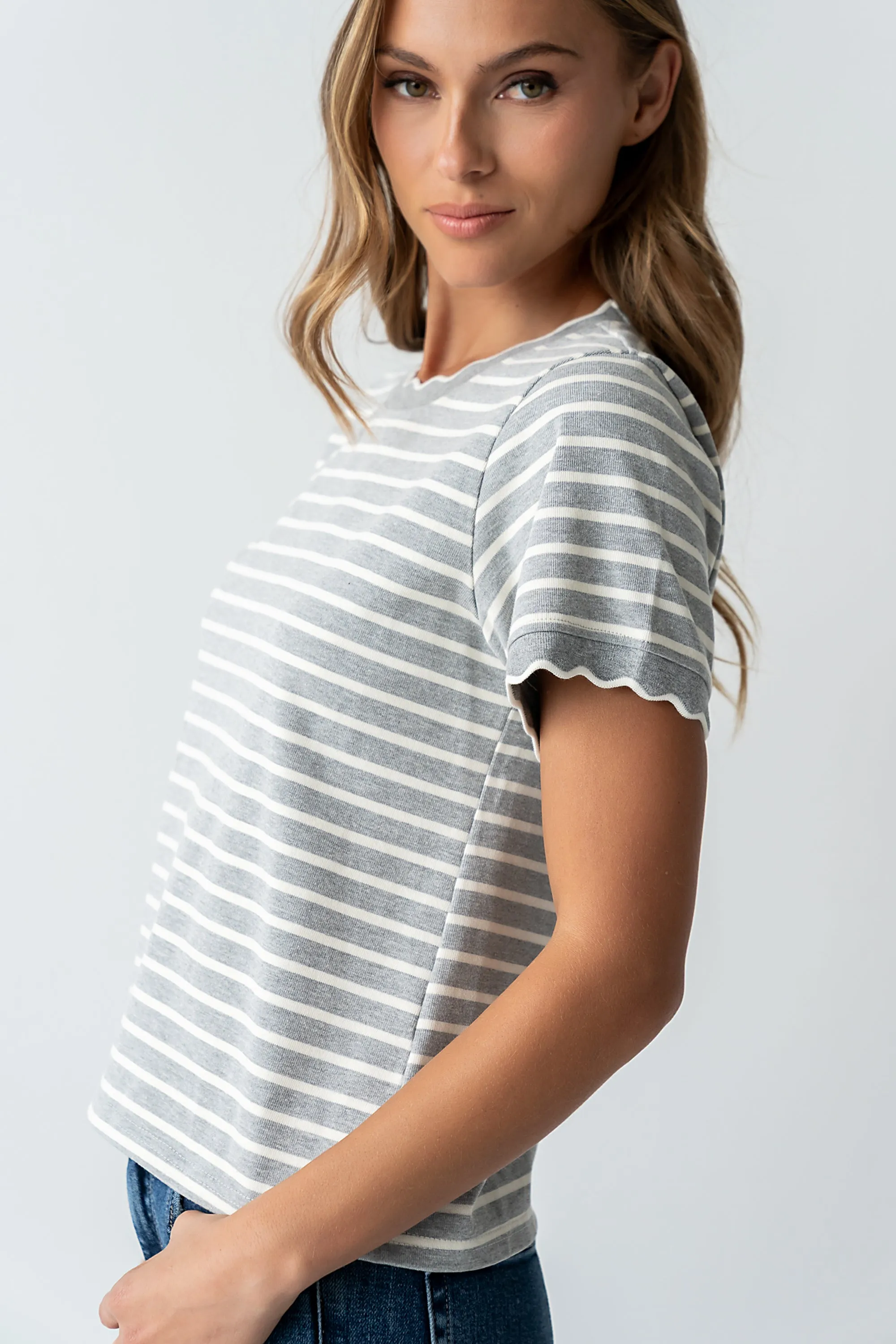 Walker Scalloped Top in Grey sold by bohme product image thumbnail 2