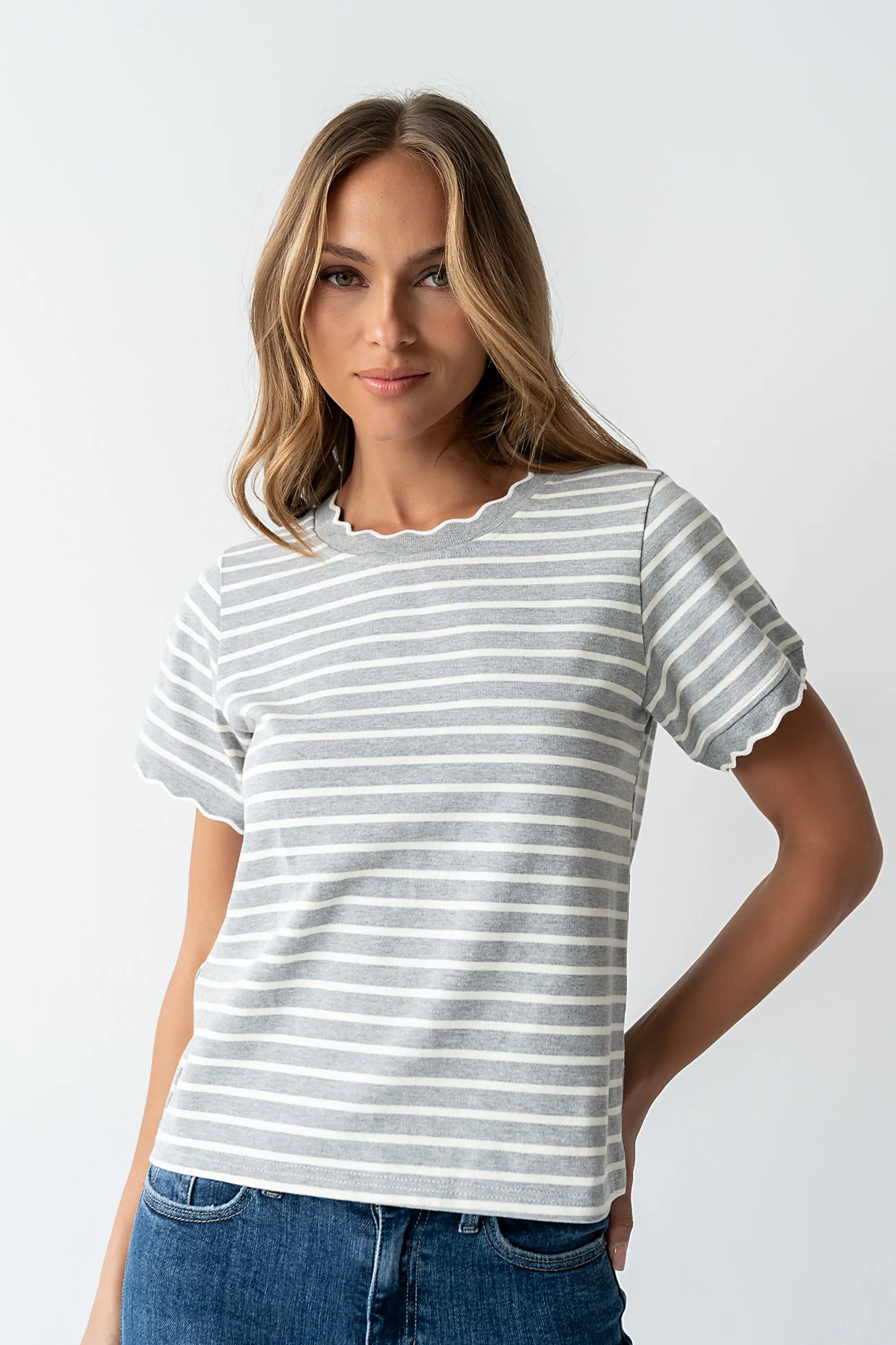 Walker Scalloped Top in Grey sold by bohme product image thumbnail 5