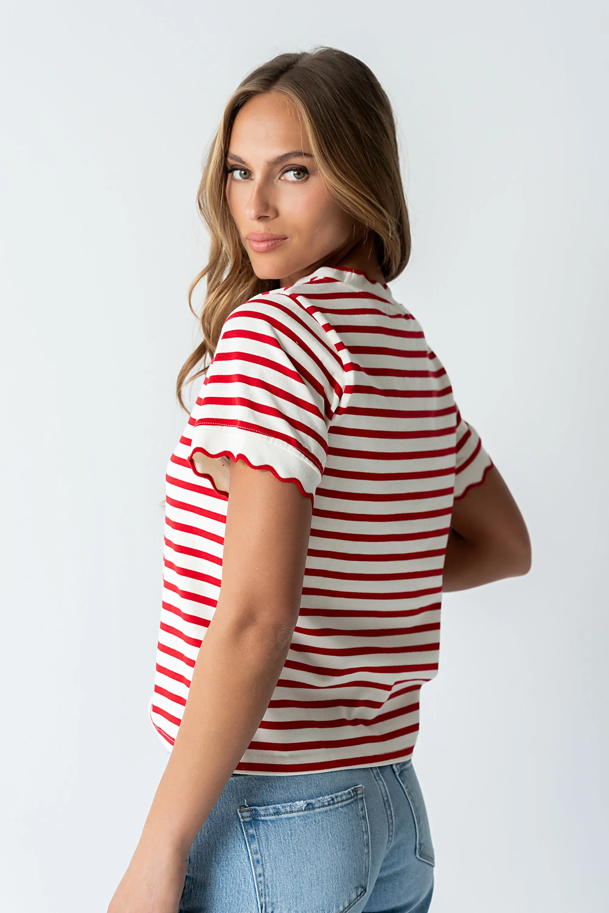 Walker Scalloped Top in Red sold by bohme product image thumbnail 3