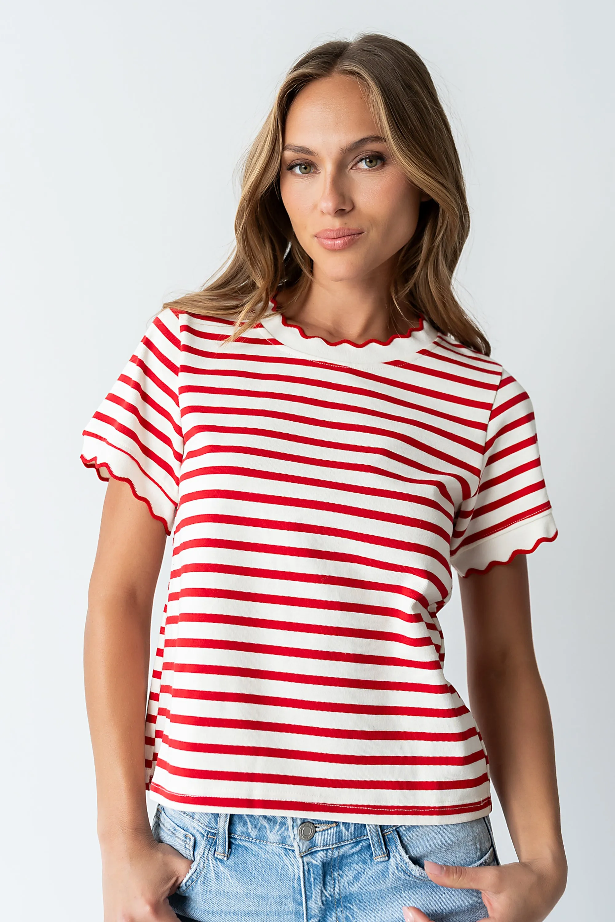 Walker Scalloped Top in Red sold by bohme product image thumbnail 5