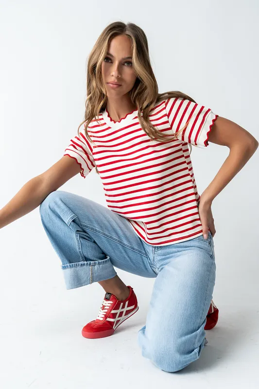 Walker Scalloped Top in Red sold by bohme