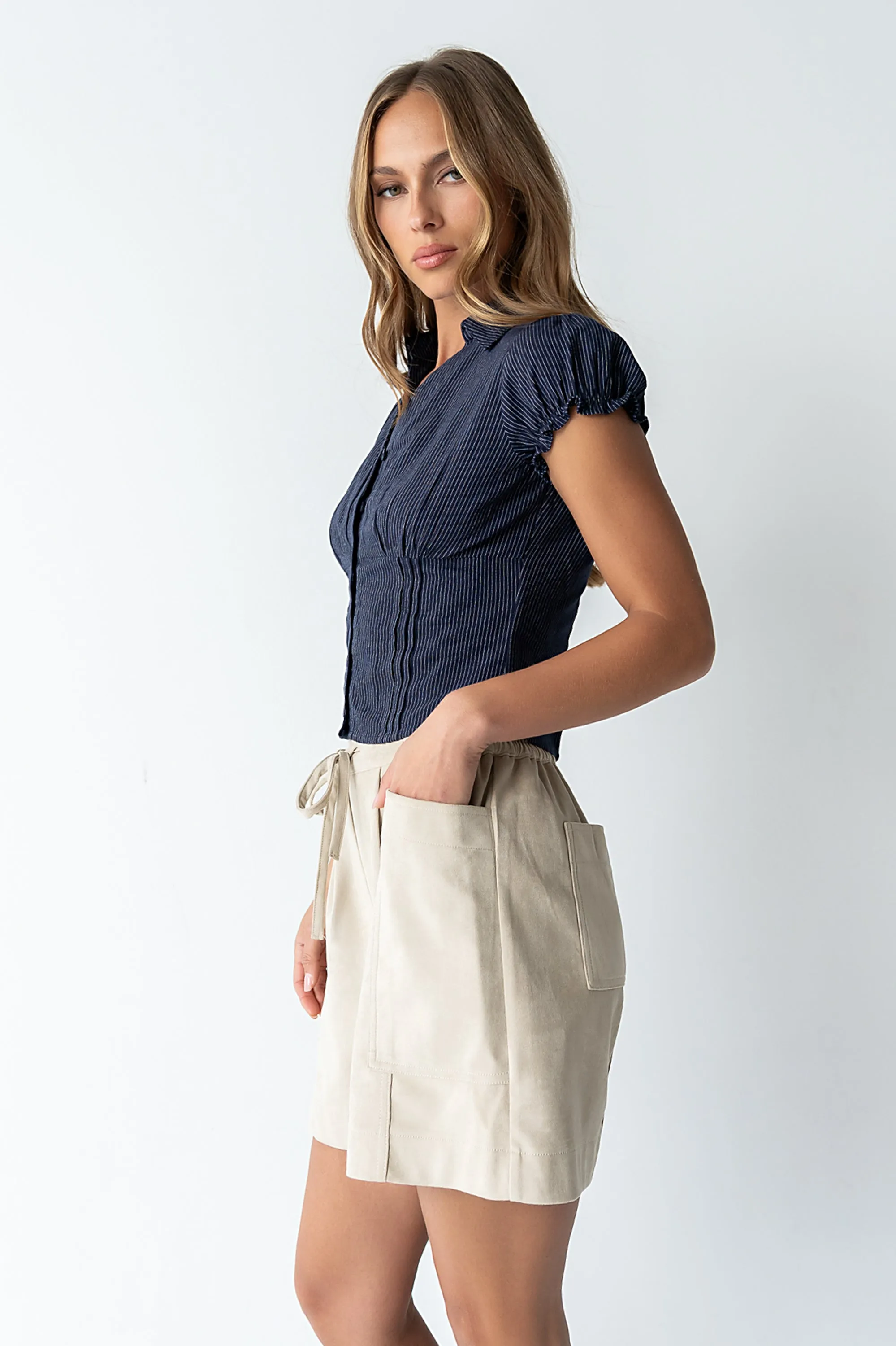 Lacie Striped Blouse in Navy sold by bohme product image thumbnail 5