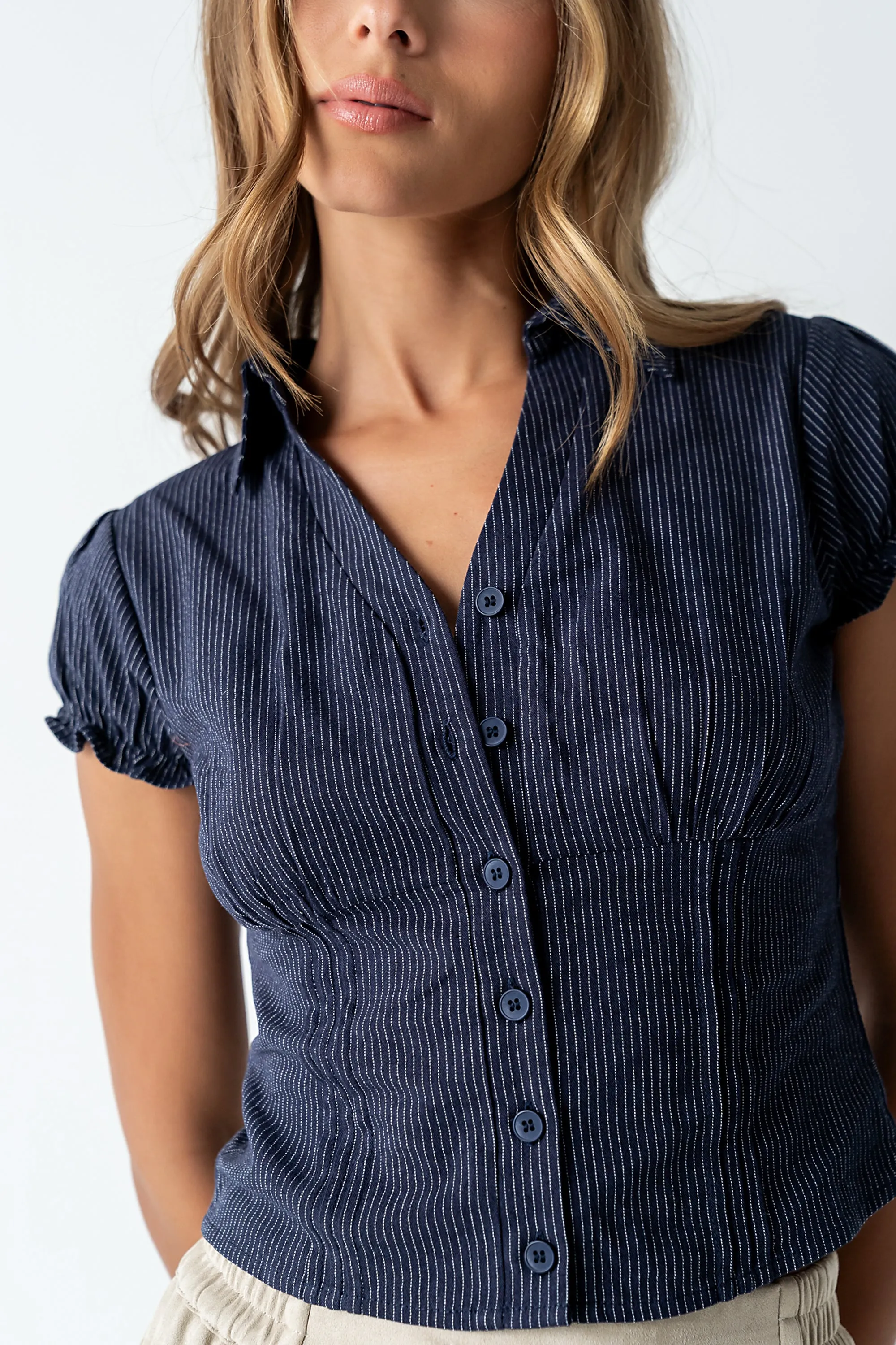 Lacie Striped Blouse in Navy sold by bohme product image thumbnail 4