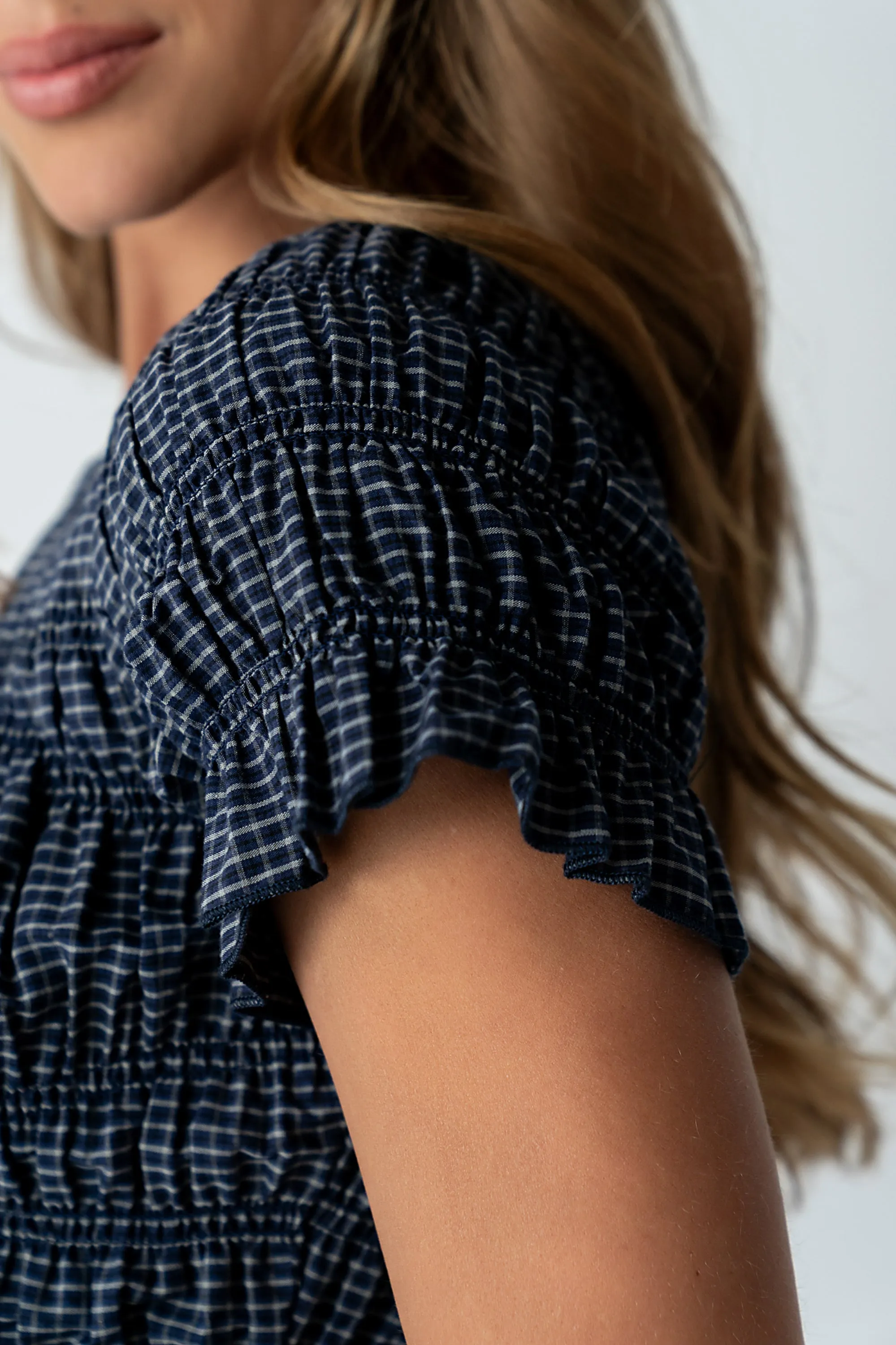 Marta Smocked Blouse in Navy sold by bohme product image thumbnail 5