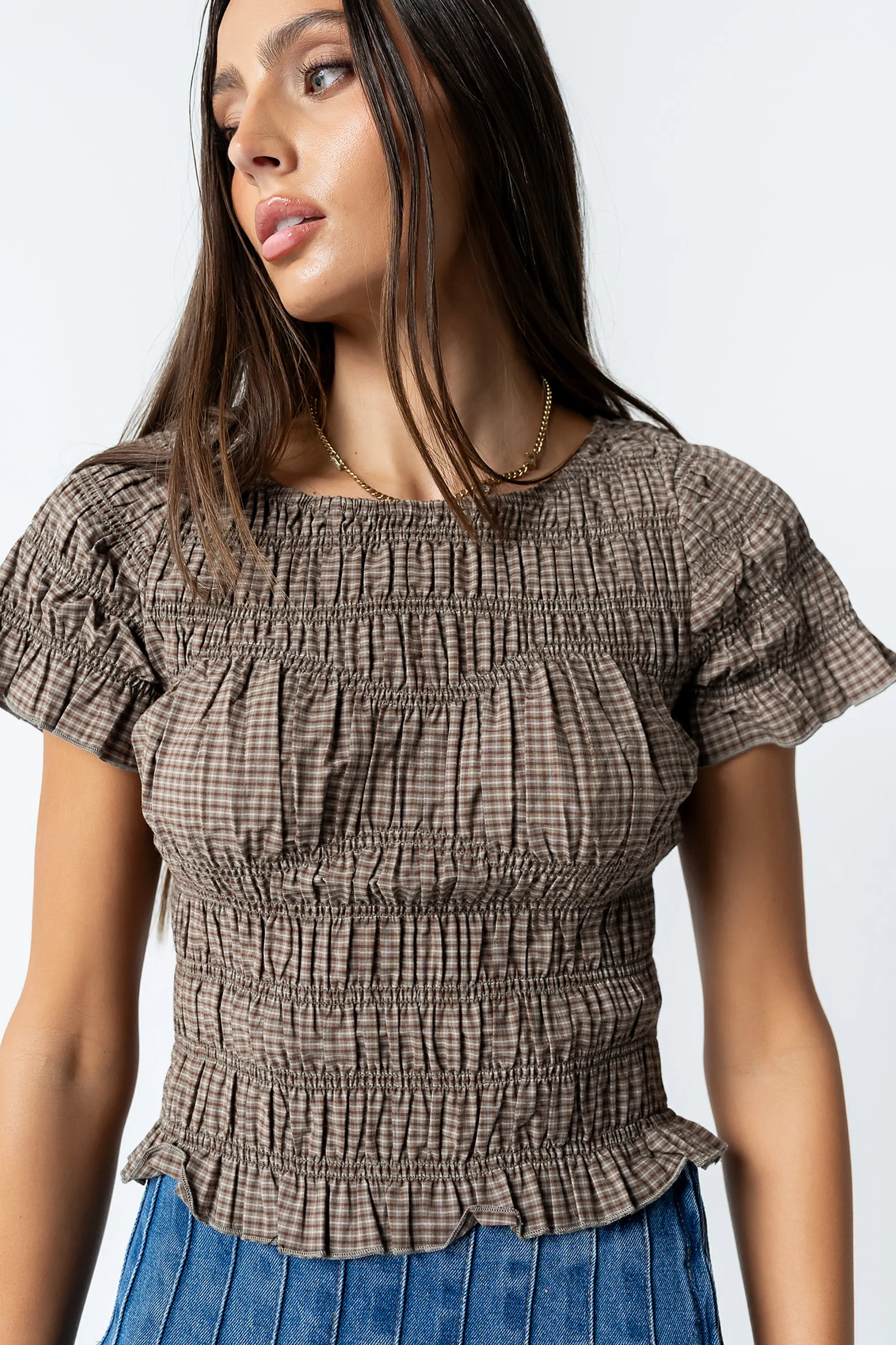 Marta Smocked Blouse in Olive sold by bohme product image thumbnail 2