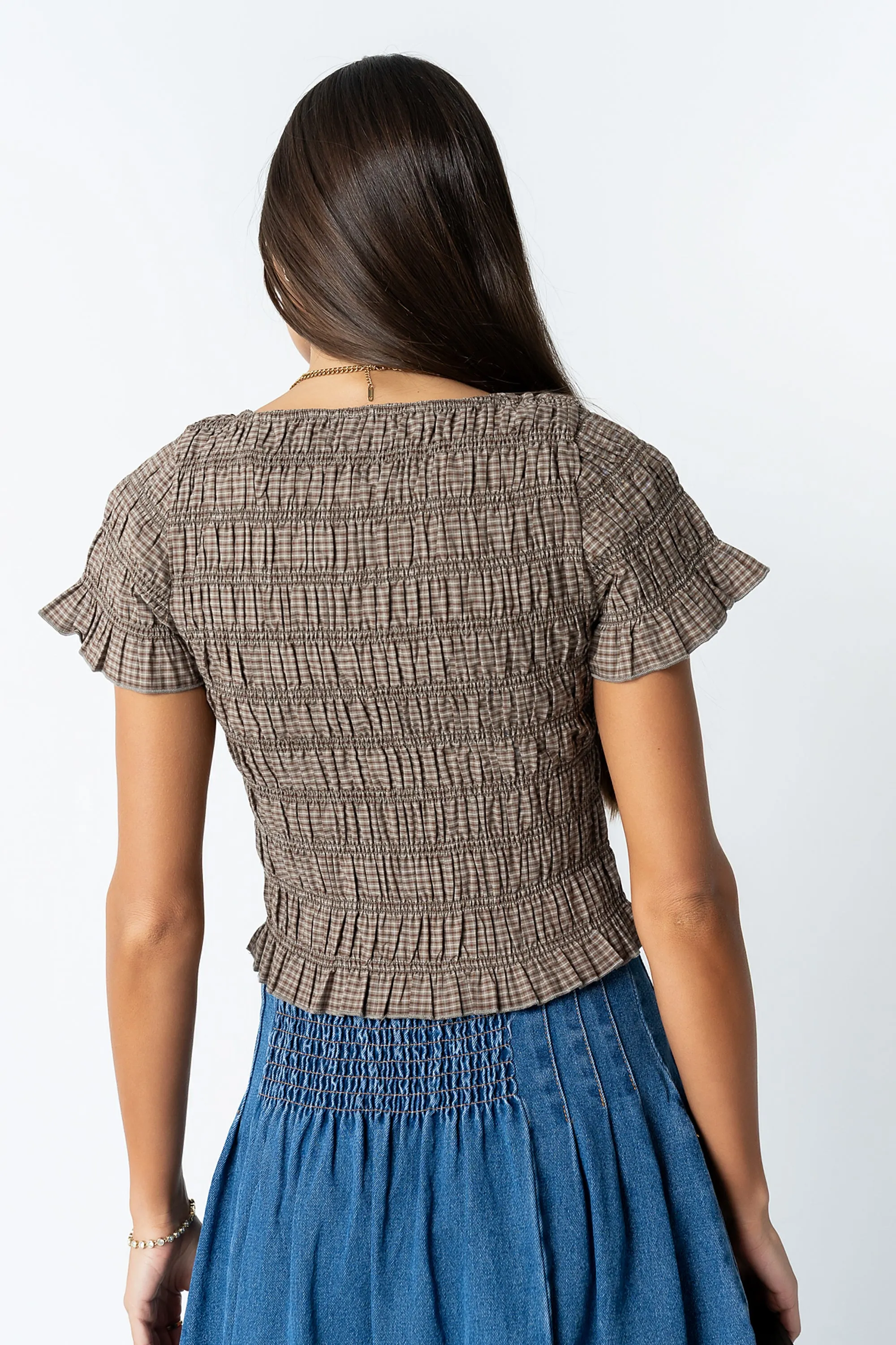Marta Smocked Blouse in Olive sold by bohme product image thumbnail 4