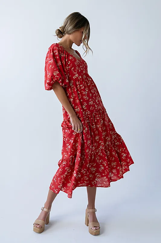 Amy Floral Maxi Dress in Red - FINAL SALE made by bohme