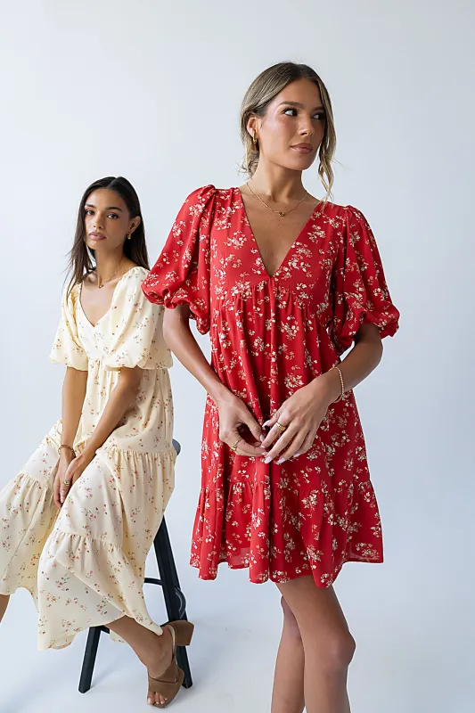 Lizzy Floral Mini Dress in Red - FINAL SALE made by bohme