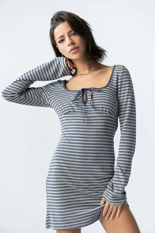 Venice Striped Mini Dress in Heather Grey - FINAL SALE made by bohme
