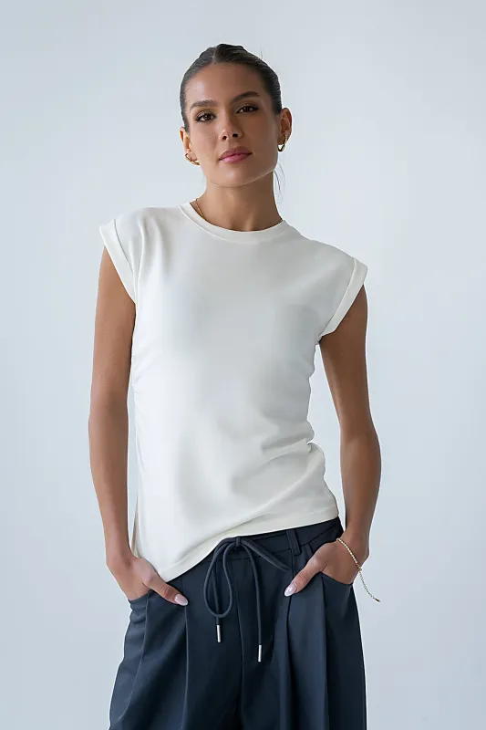 Johny Asymmetrical Top in White sold by bohme