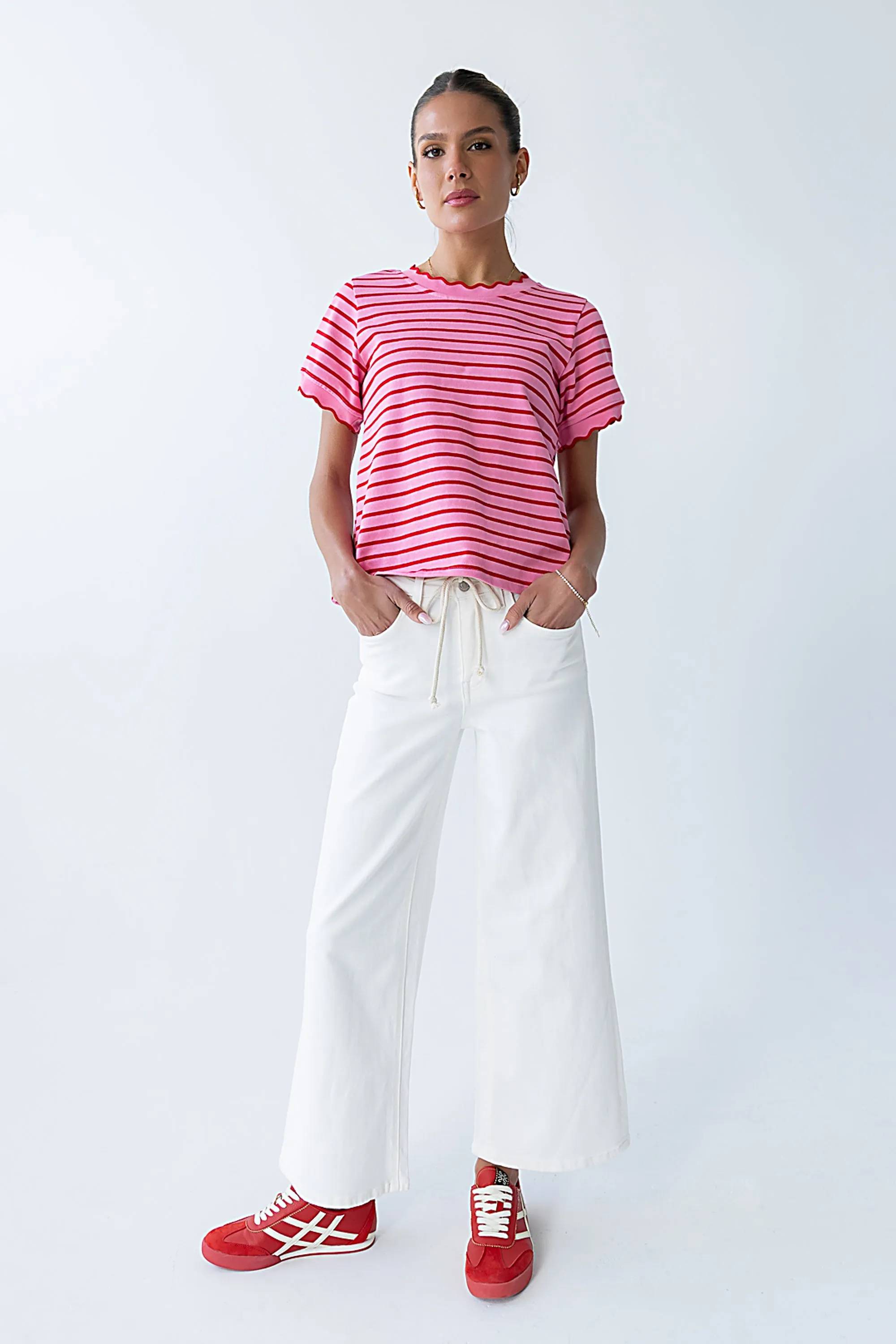 Walker Scalloped Top in Pink sold by bohme product image thumbnail 5