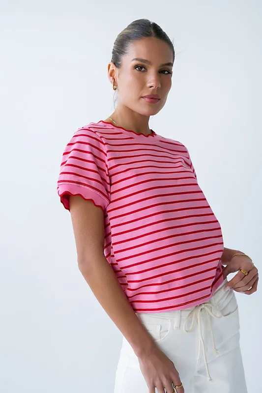 Walker Scalloped Top in Pink sold by bohme
