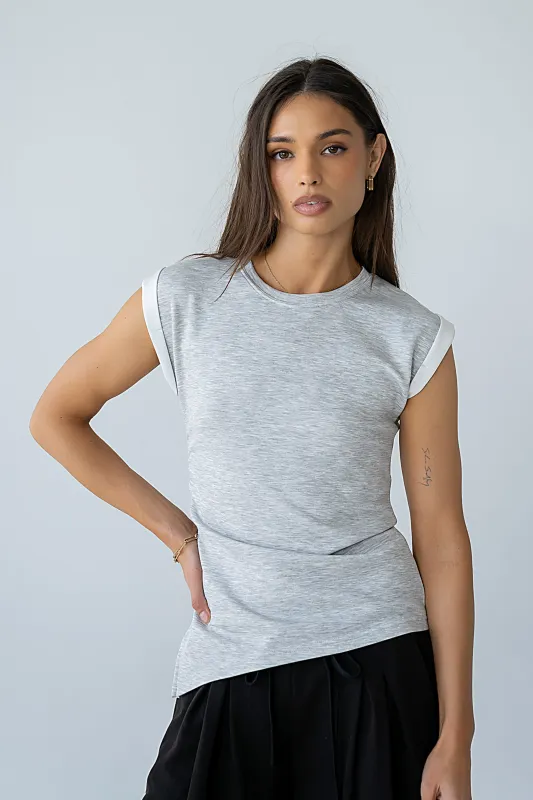 Johny Asymmetrical Top in Grey sold by bohme