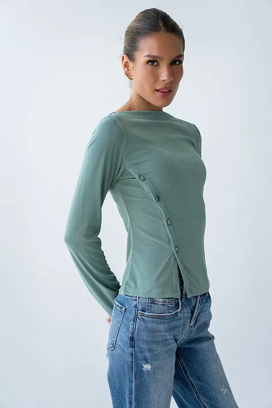 Ariya Asymmetrical Top in Green - FINAL SALE made by bohme