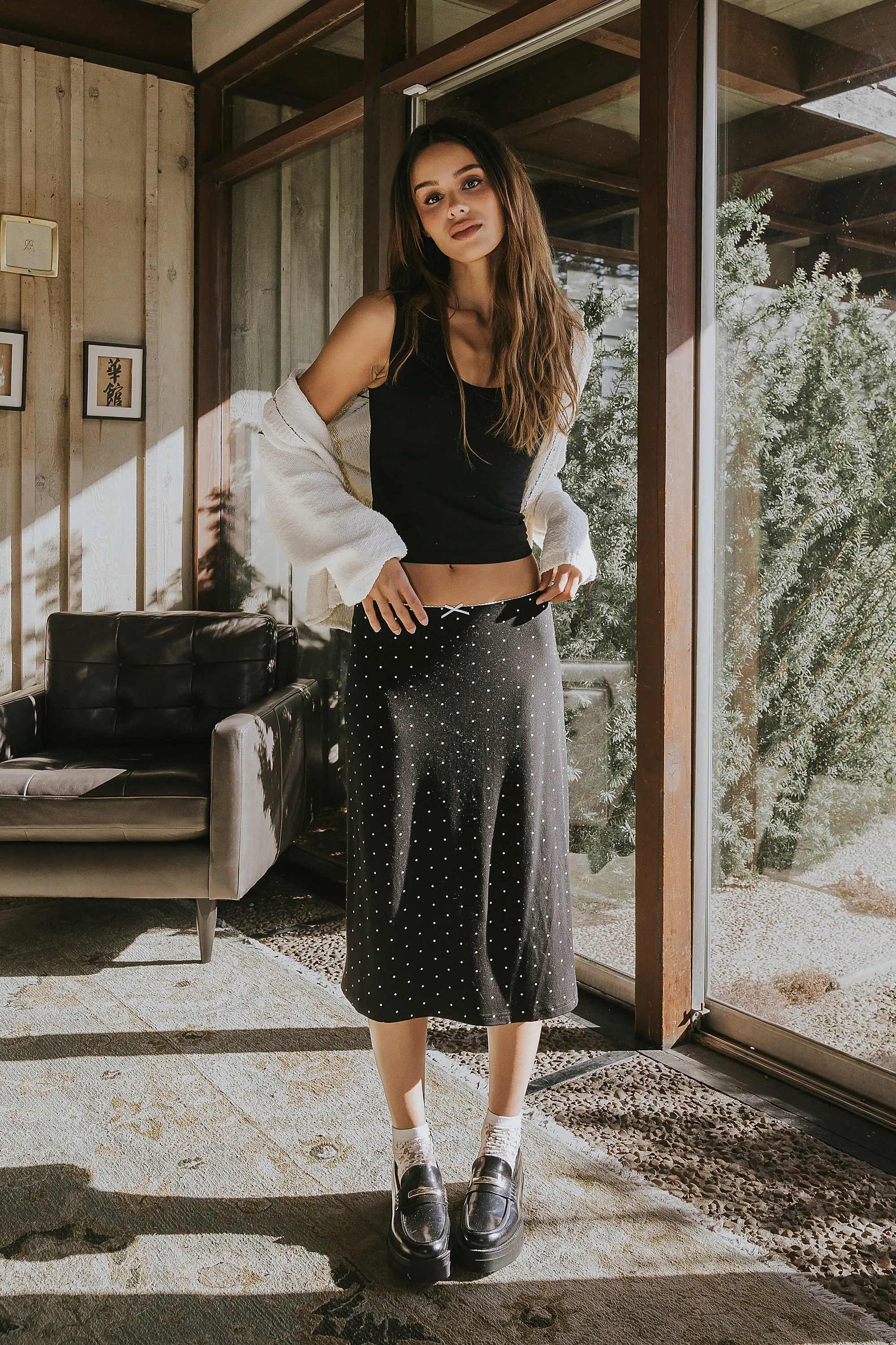 Jordyn Polka Dot Skirt in Black sold by bohme product image thumbnail 5