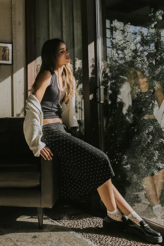 Jordyn Polka Dot Skirt in Black made by bohme