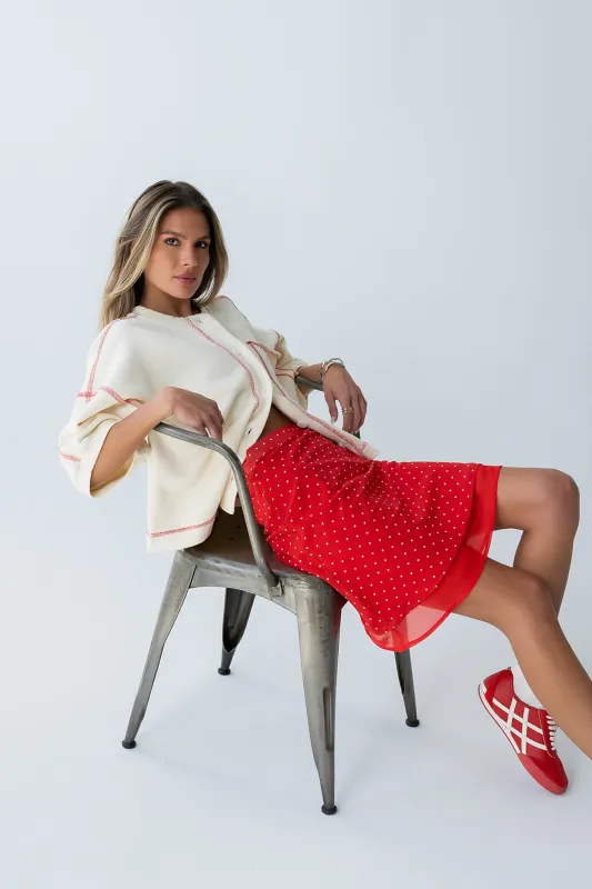 Kennedy Polka Dot Skirt in Red sold by bohme