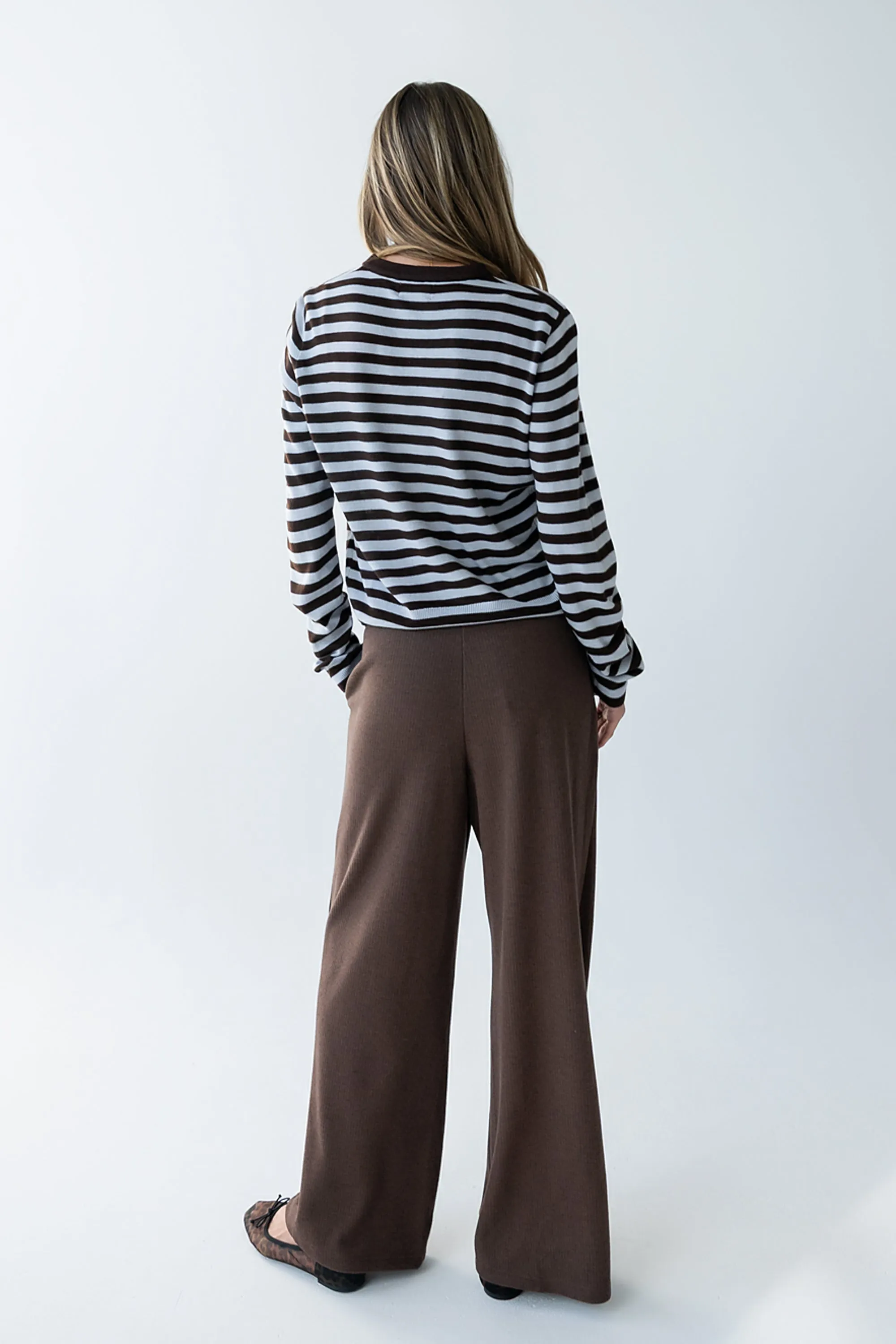 Ronda Ribbed Wide Leg Pants in Brown sold by bohme product image thumbnail 3