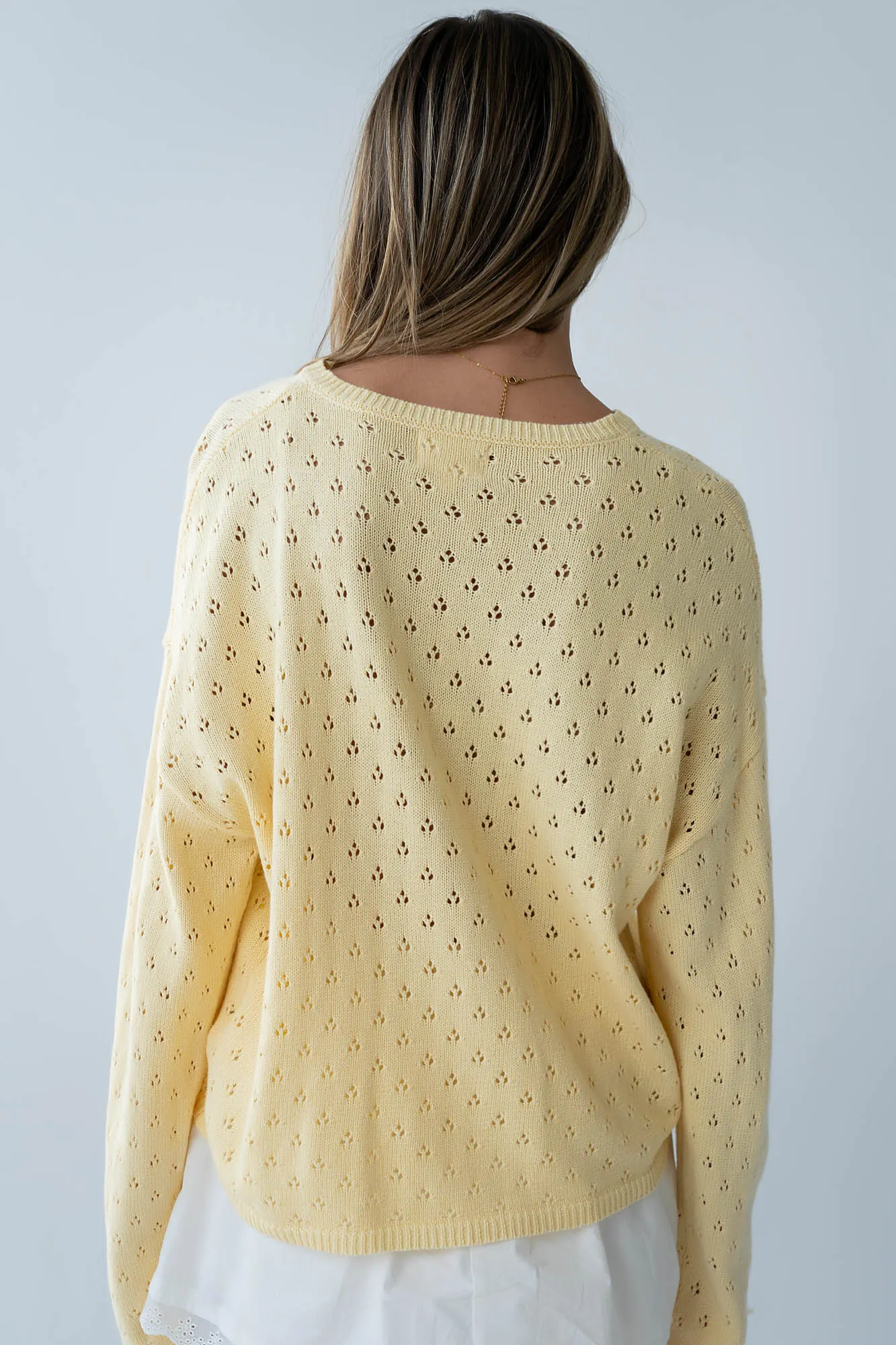 Margot Pointelle Sweater in Butter Yellow - FINAL SALE sold by bohme product image thumbnail 4