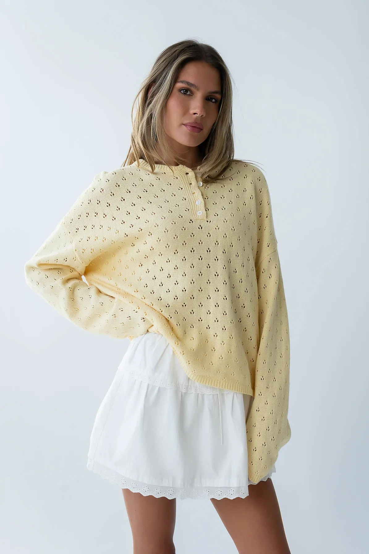 Margot Pointelle Sweater in Butter Yellow - FINAL SALE sold by bohme product image thumbnail 5