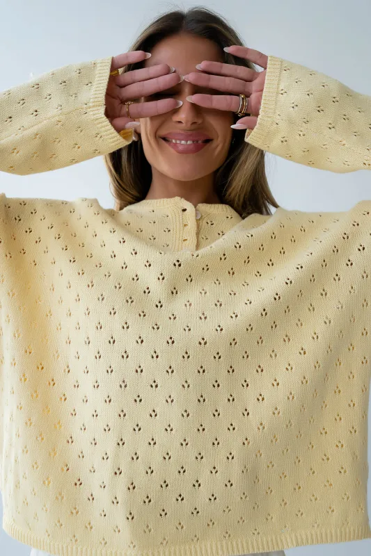 Margot Pointelle Sweater in Butter Yellow - FINAL SALE made by bohme