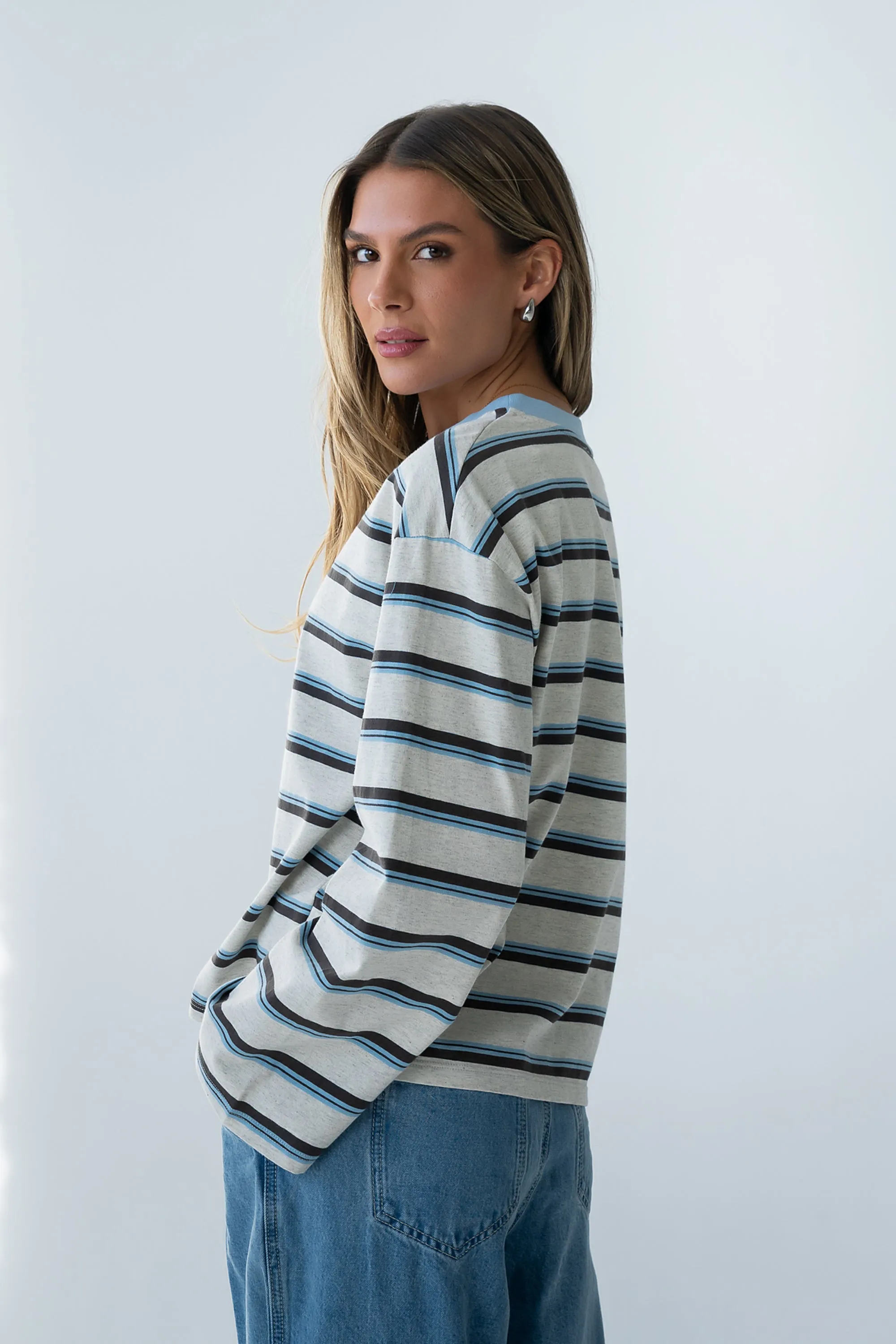 Kiana Striped Top in Grey sold by bohme product image thumbnail 2