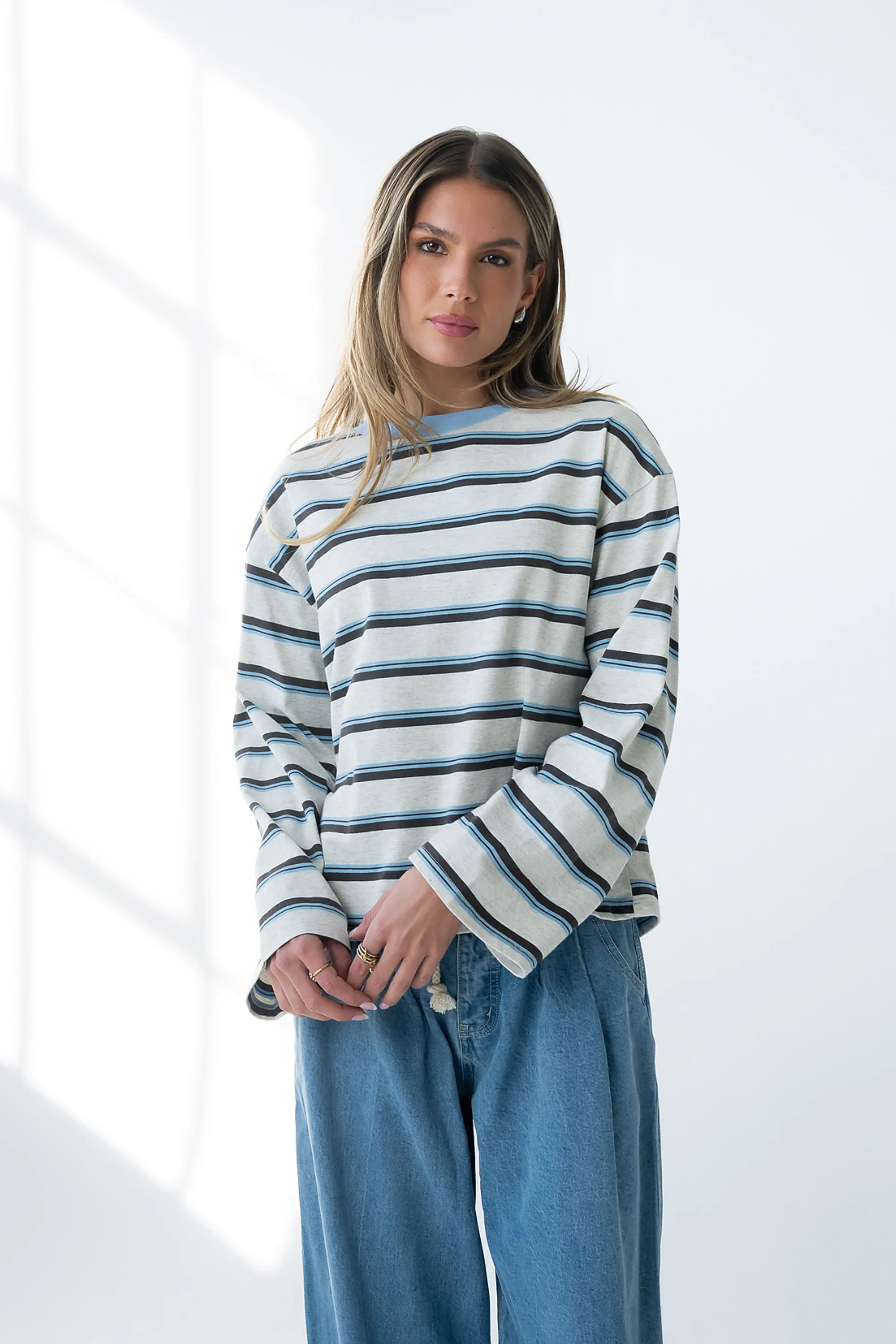 Kiana Striped Top in Grey sold by bohme product image thumbnail 3