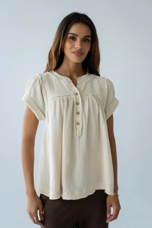 Giana Henley Blouse - FINAL SALE made by bohme