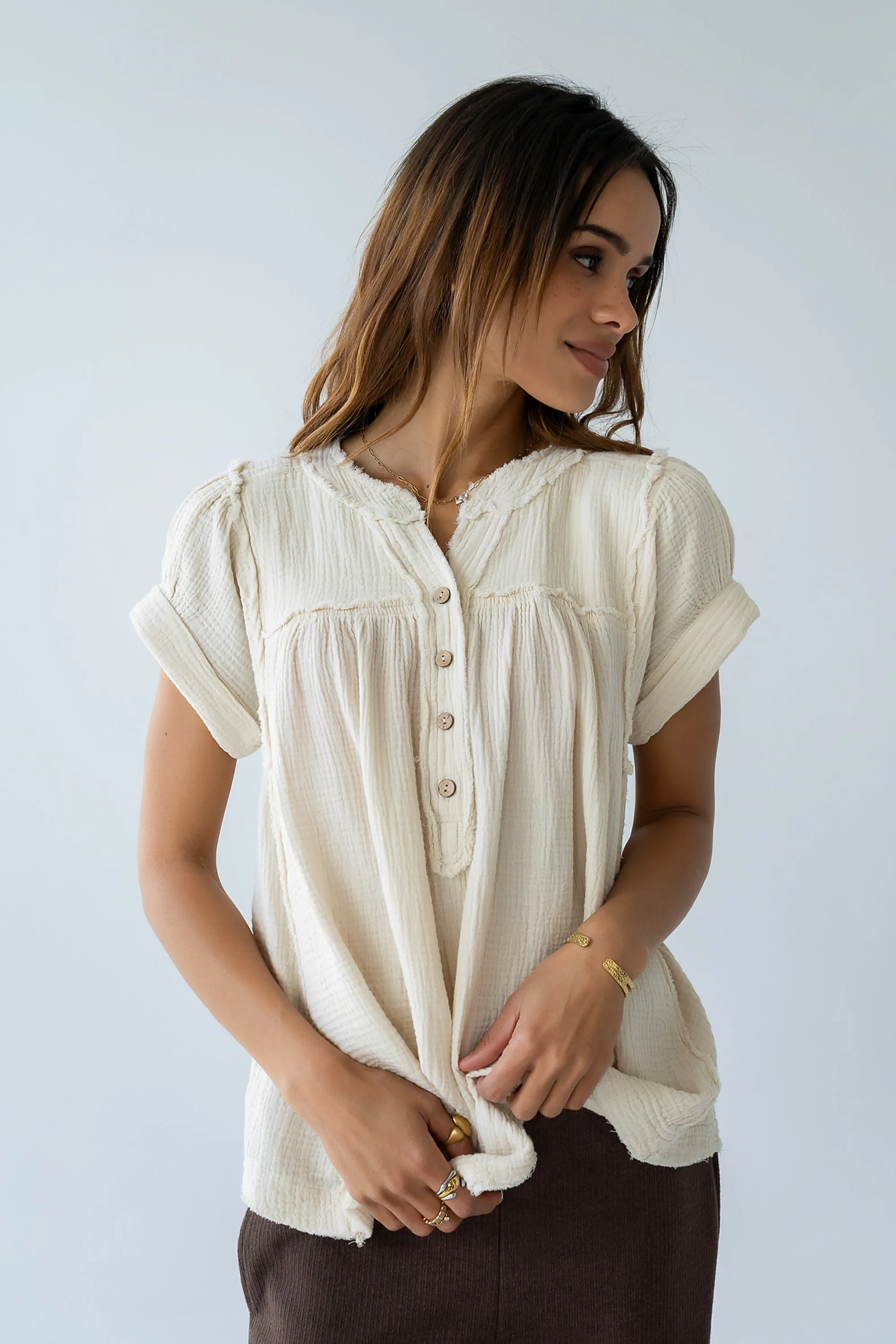 Giana Henley Blouse - FINAL SALE sold by bohme product image thumbnail 3