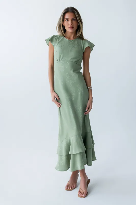 Mateo Floral Maxi Dress in Green made by bohme