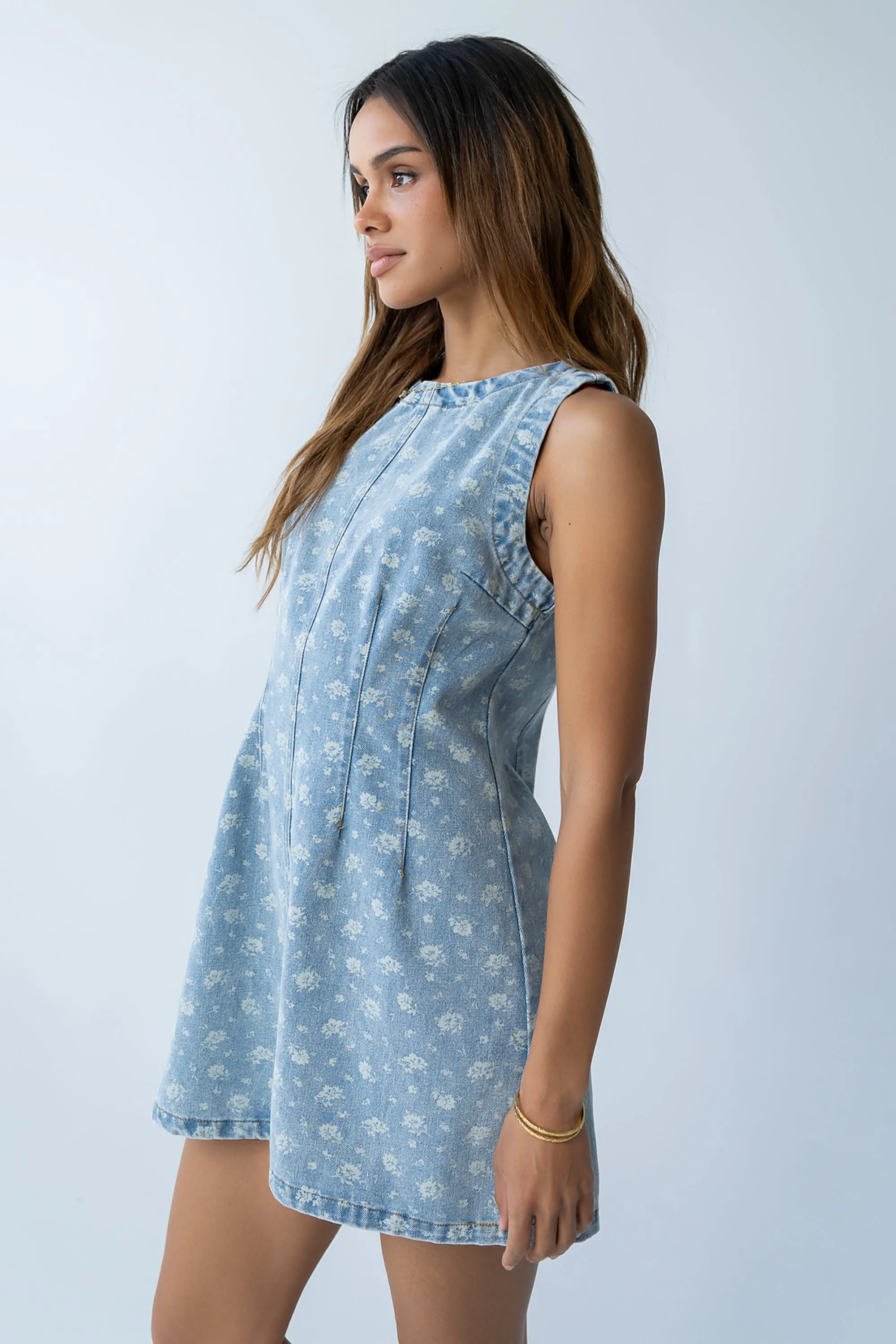 Elizabeth Floral Denim Mini Dress sold by bohme product image thumbnail 5