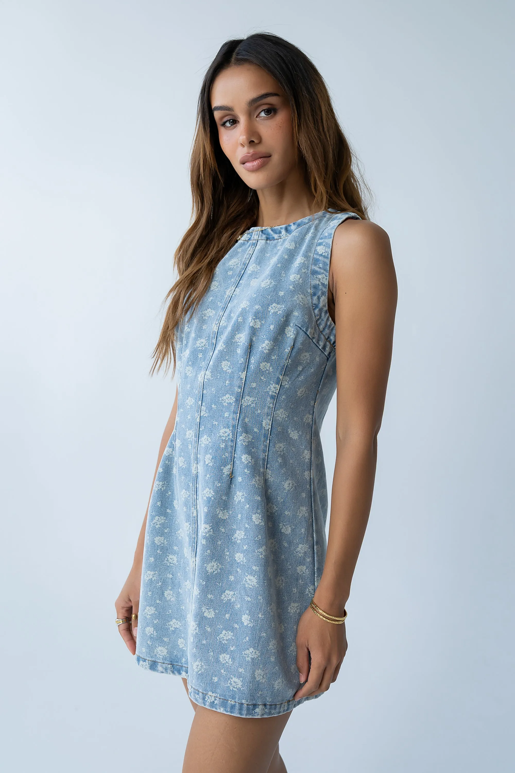 Elizabeth Floral Denim Mini Dress sold by bohme product image thumbnail 2