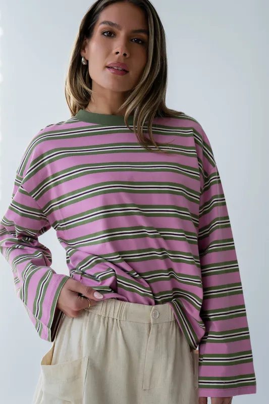Kiana Striped Top in Orchid made by bohme